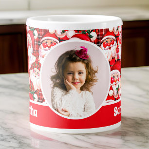 Rote Vintage-Weihnachtsmann-Weihnachts-Kinder-Foto Jumbo-Tasse