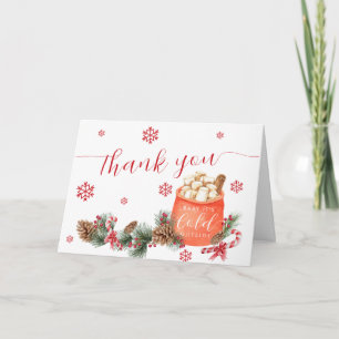 Rote Vintage-Winter-Schneeblume-Smore-Baby-Party Dankeskarte