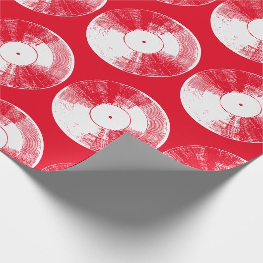 Rote Vinyl-Schallplatte Geschenkpapier (Ecke)