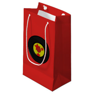 Rote Vinylaufzeichnung Kleine Geschenktüte