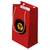 Rote Vinylaufzeichnung Kleine Geschenktüte (Rückseite Schrägansicht)