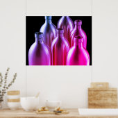 Rote + violette Stahlflaschen schwarzer Hintergrun Poster (Küche)
