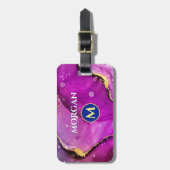 Rote Violette und Gold Liquid Tinte, Monogramm und Gepäckanhänger (Vorderseite vertikal)