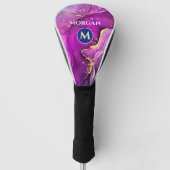 Rote Violette und Gold Liquid Tinte, Monogramm und Golf Headcover (Vorderseite)