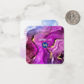 Rote Violette und Gold Liquid Tinte, Monogramm und Mitteilungskarte (Vorderseite/Rückseite Beispiel)