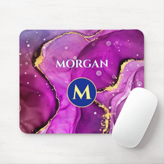 Rote Violette und Gold Liquid Tinte, Monogramm und Mousepad (Mit Mouse)