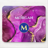 Rote Violette und Gold Liquid Tinte, Monogramm und Mousepad (Vorne)