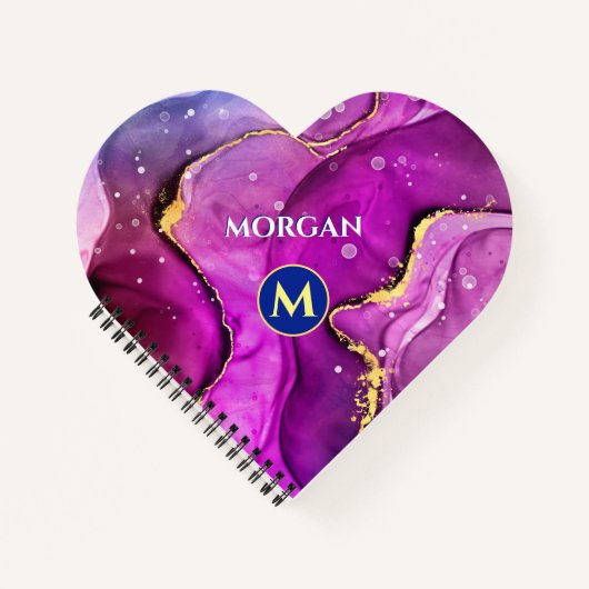 Rote Violette und Gold Liquid Tinte, Monogramm und Notizblock (Vorderseite)