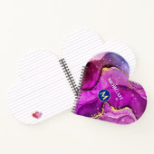 Rote Violette und Gold Liquid Tinte, Monogramm und Notizblock (Innenseite)