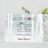 Rote Vögel Feierlichkeiten Einladungen (Stehend Vorderseite)