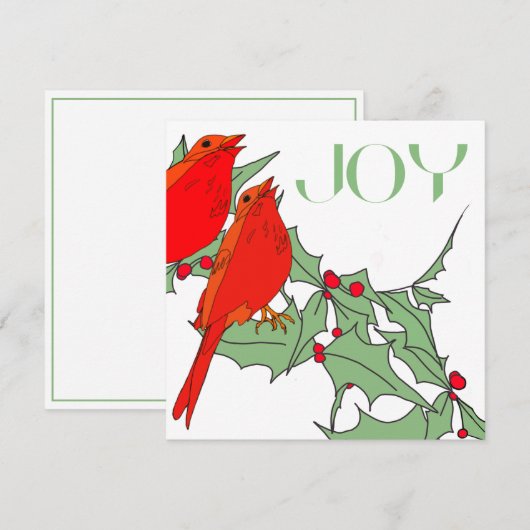 Rote Vögel Feiertagskarte (Vorne/Hinten)