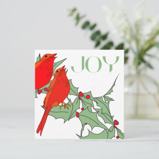 Rote Vögel Feiertagskarte (Stehend Vorderseite)
