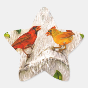 Rote Vögel. Gesang der Liebe Stern-Aufkleber