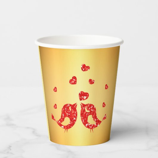 Rote Vögel Pappbecher (Rückseite)