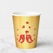 Rote Vögel Pappbecher (Vorderseite)