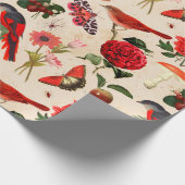 Rote Vögel Schmetterling und Pilz Geschenkpapier (Ecke)