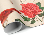 Rote Vögel Schmetterling und Pilz Geschenkpapier (Rolleneckpunkt)