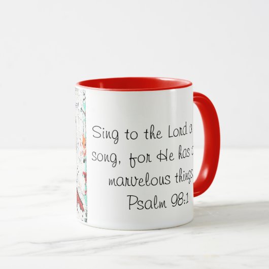 Rote Vogel Scripture-Tasse Tasse (VorderseiteRechts)