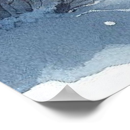 Rote Vögel und Winterlandschaft 13 Poster (Ecke)