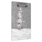 Rote Vögel, weiße Weihnachten Klemmbrett (Rechts)