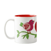 Rote Vogelliebhaber Tasse