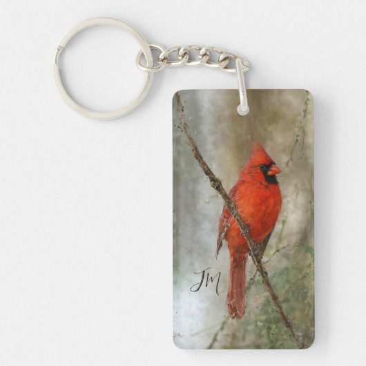 Rote Vogelmaler im nördlichen Kardinal Schlüsselanhänger (Vorderseite)