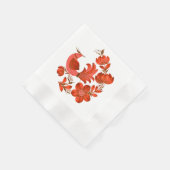 Rote Volkskunst Vogel & Blumen Serviette (Ecke)