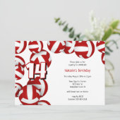 Rote Volleyball Mädchen Geburtstagsparty Einladung (Stehend Vorderseite)