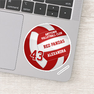 Rote Volleyballmannschaft farbenfrohe Kinder Name Aufkleber
