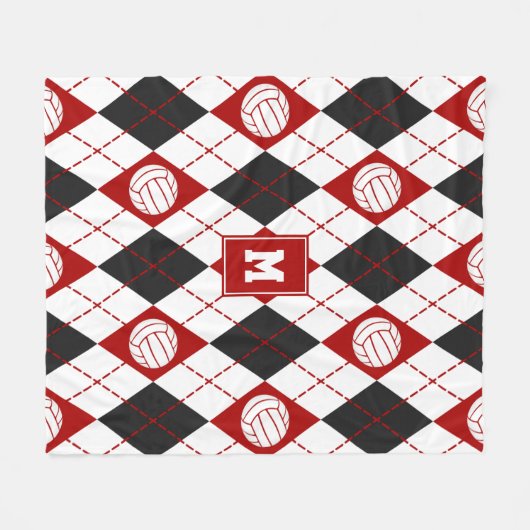 Rote Volleyballmannschaft - Raute Fleecedecke (Vorderseite (Horizontal))