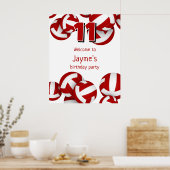 Rote Volleyballs Kindergeburtstag Party Empfang Poster (Küche)