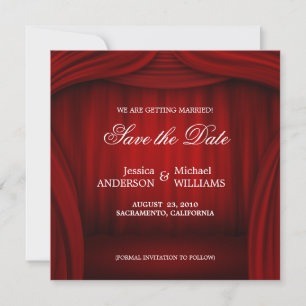 Rote Vorhang Save-the-Date-Ankündigung Save The Date