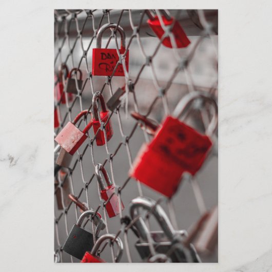 Rote Vorhängeschlösser der Liebe Briefpapier (Vorderseite)