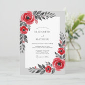 Rote vornehme Winterhochzeit Einladung (Stehend Vorderseite)