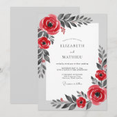 Rote vornehme Winterhochzeit Einladung (Vorne/Hinten)