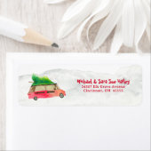 Rote Wagen-Weihnachts-Wasserfarbe-Rücksendeadresse (Insitu)