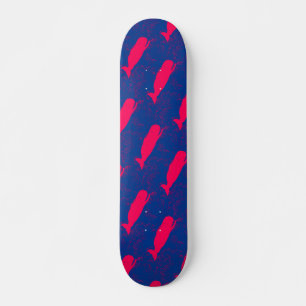rote Wale auf blauem Skateboard