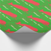 rote Wale auf grünem WeihnachtsPackpapier Geschenkpapier (Ecke)