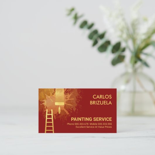 Rote Wandgoldverzierungen Spritzer Malerei Visitenkarte (Stehend Vorderseite)