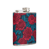 Rote Waratah-Blume Flachmann (Rechts)