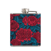 Rote Waratah-Blume Flachmann (Rückseite)