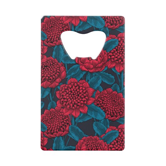 Rote Waratah-Blume Geldbeutel Flaschenöffner (Vorderseite)