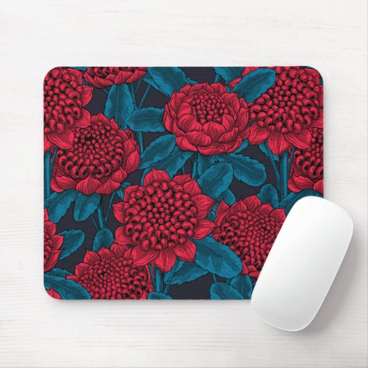 Rote Waratah-Blume Mousepad (Mit Mouse)