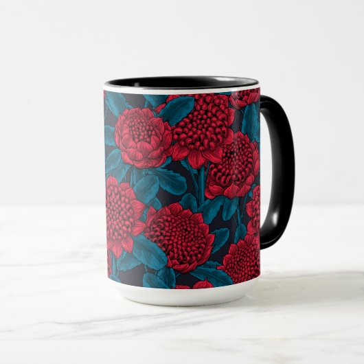Rote Waratah-Blume Tasse (VorderseiteRechts)