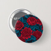 Rote Waratah-Blumen Button (Vorne & Hinten)