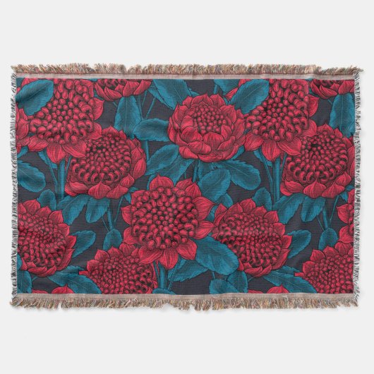 Rote Waratah-Blumen Decke (Vorderseite)
