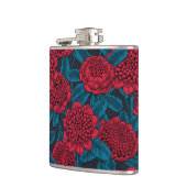 Rote Waratah-Blumen Flachmann (Links)