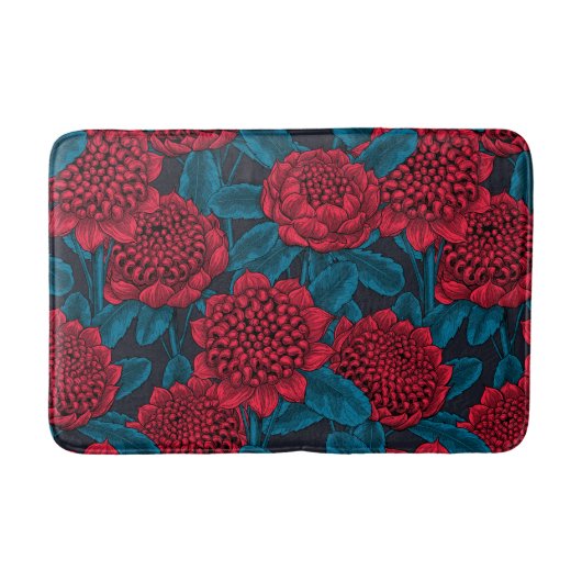 Rote Waratah-Blüten Badematte (Vorderseite)