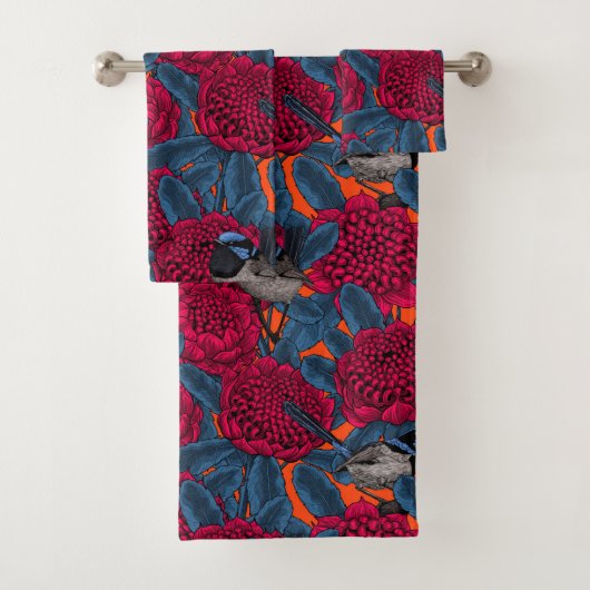 Rote Waratah und Feen Badhandtuch Set (Insitu)