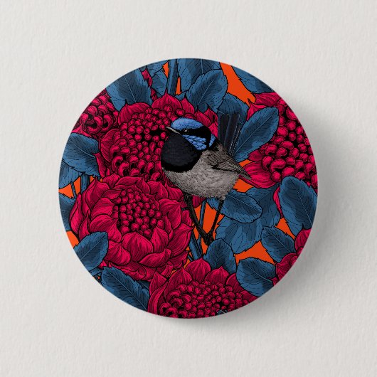 Rote Waratah und Feen Button (Vorderseite)